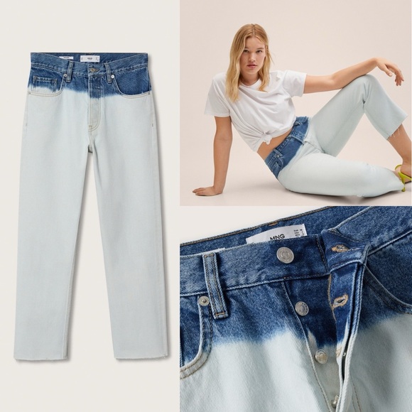 Mango Straight Blue Jeans Cotton NWT Size 38EU or 8US - Picture 1 of 13